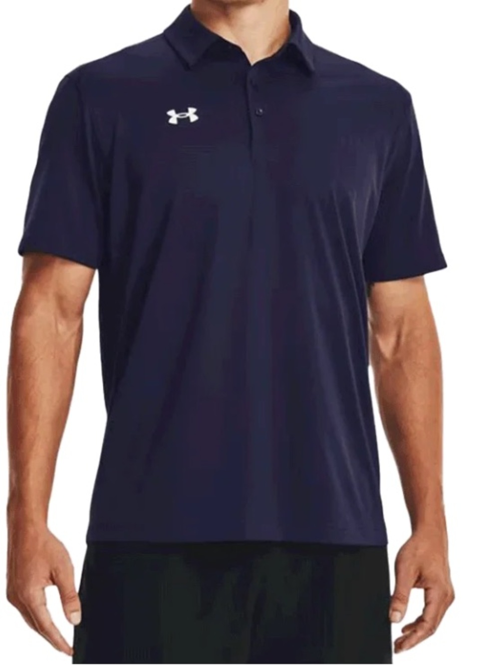 Under Armour Men’s Navy Team Tech Polo with White Logo